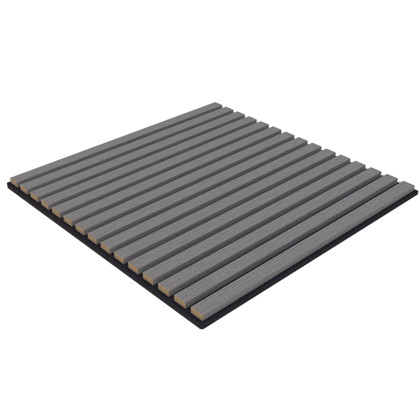 Grey Acoustic Wood Wall Panel Tiles Thin Slat - 60x60cm (4 Pack)