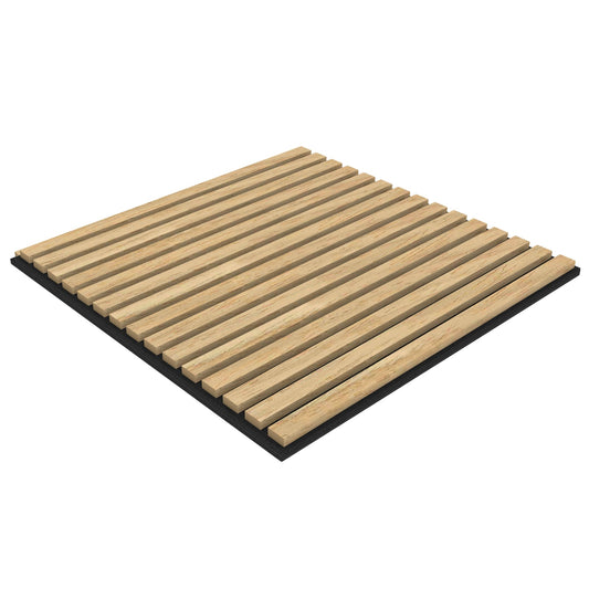 Oak Acoustic Wood Wall Panel Tiles Thin Slat - 60x60cm (4 Pack)